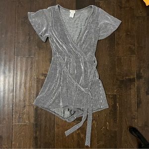 Black White Neutral Striped Romper
